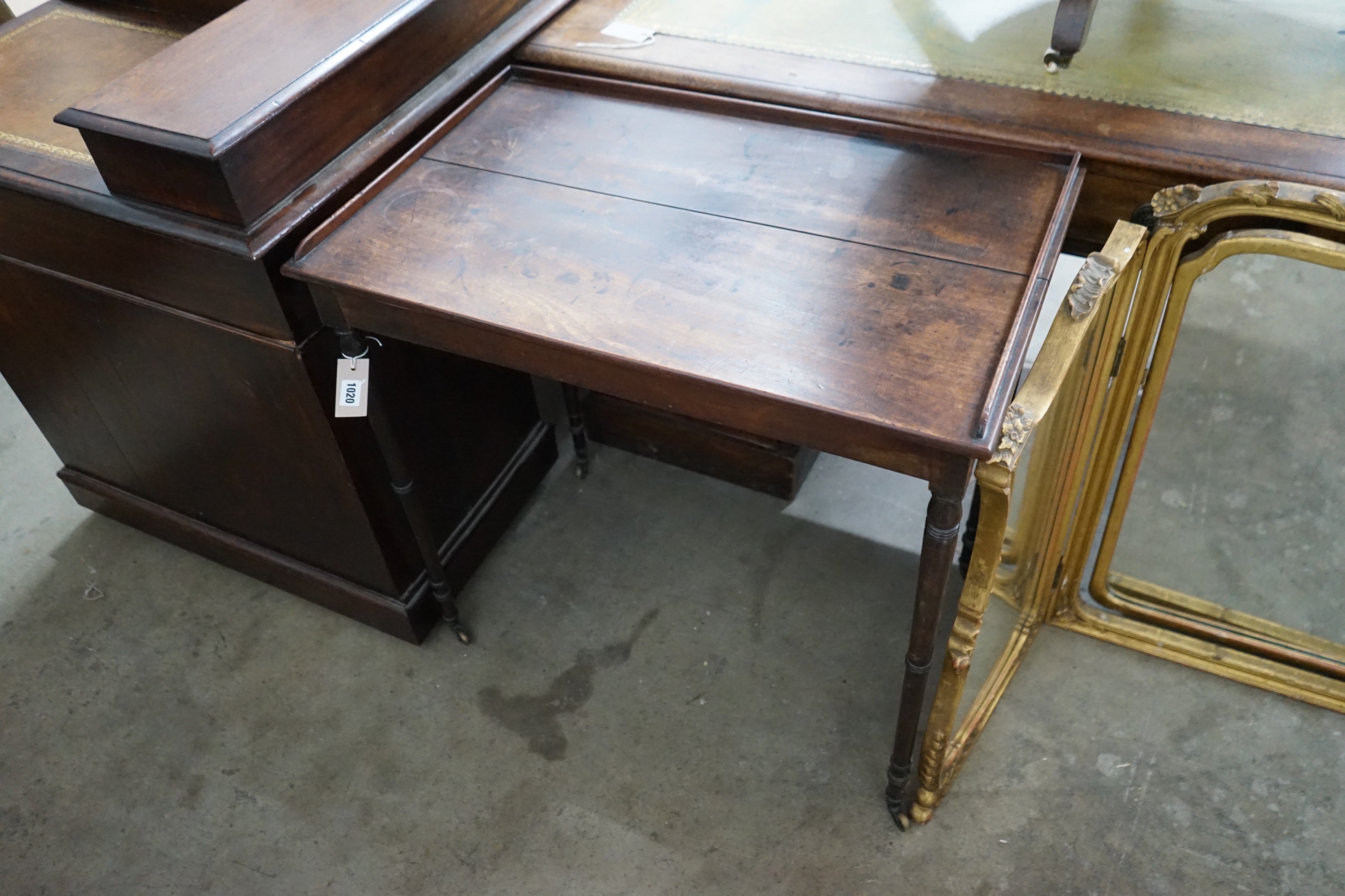 A Regency rectangular mahogany side table, width 74cm, depth 48cm, height 74cm
